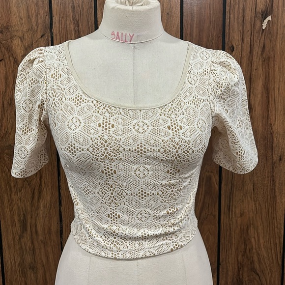 Lace up and sparkly shiny top women’s size Small - Picture 1 of 5